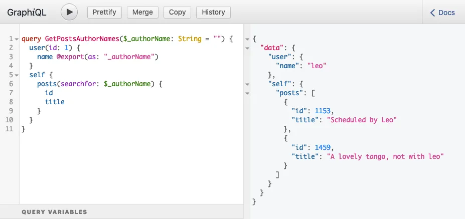 การรัน query แรกพร้อม @export