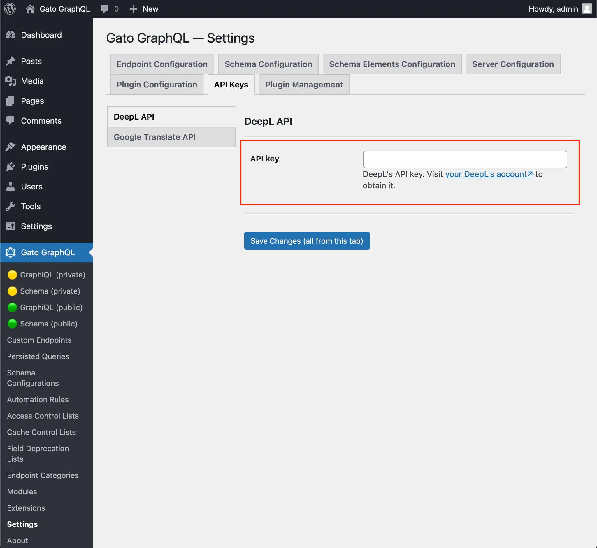 การตั้งค่า API key ของ DeepL
