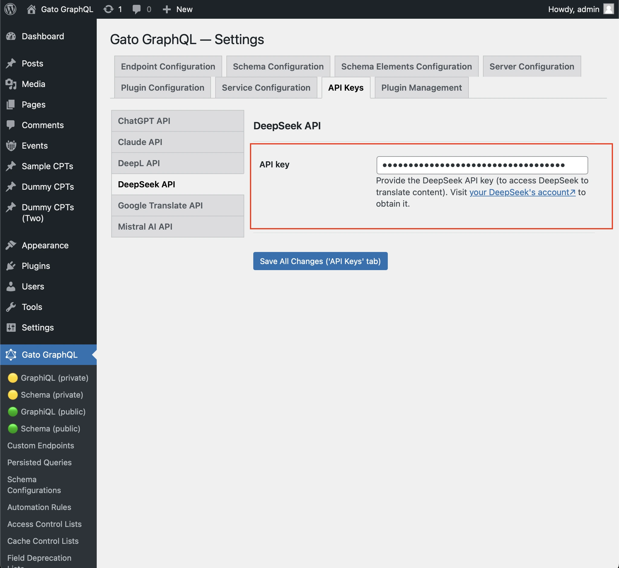 การตั้งค่า API key ของ DeepSeek