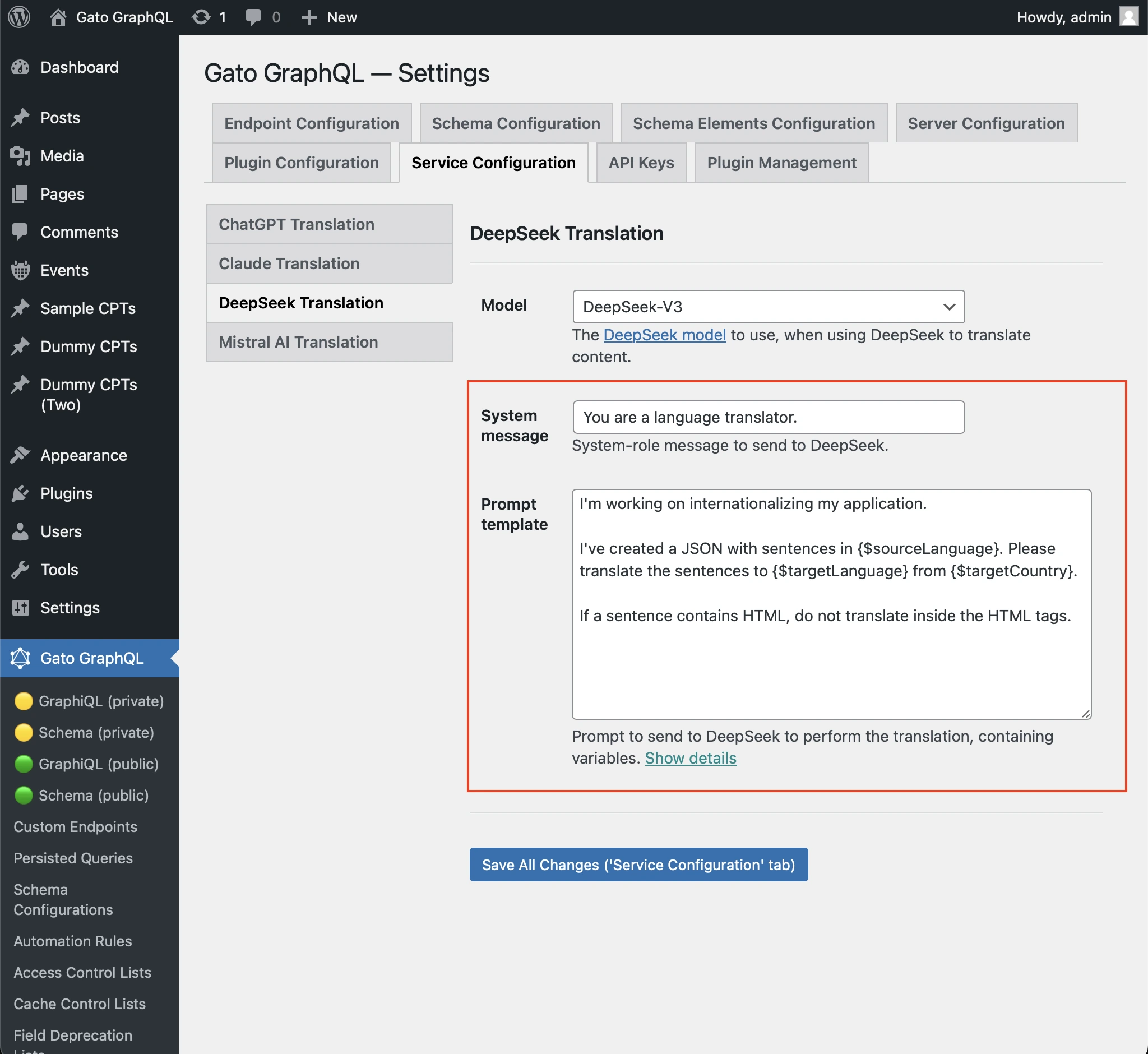 การตั้งค่า prompt สำหรับ DeepSeek