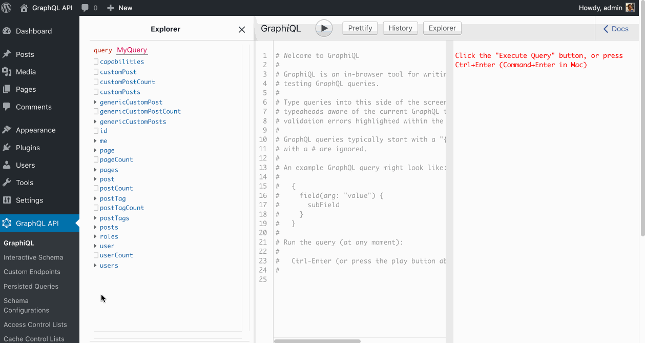 การรัน query ผ่าน GraphiQL การรัน query ผ่าน GraphiQL