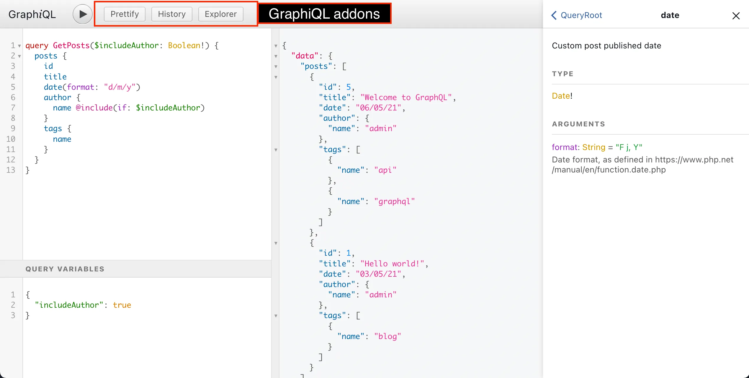 GraphiQL add-ons GraphiQL add-ons