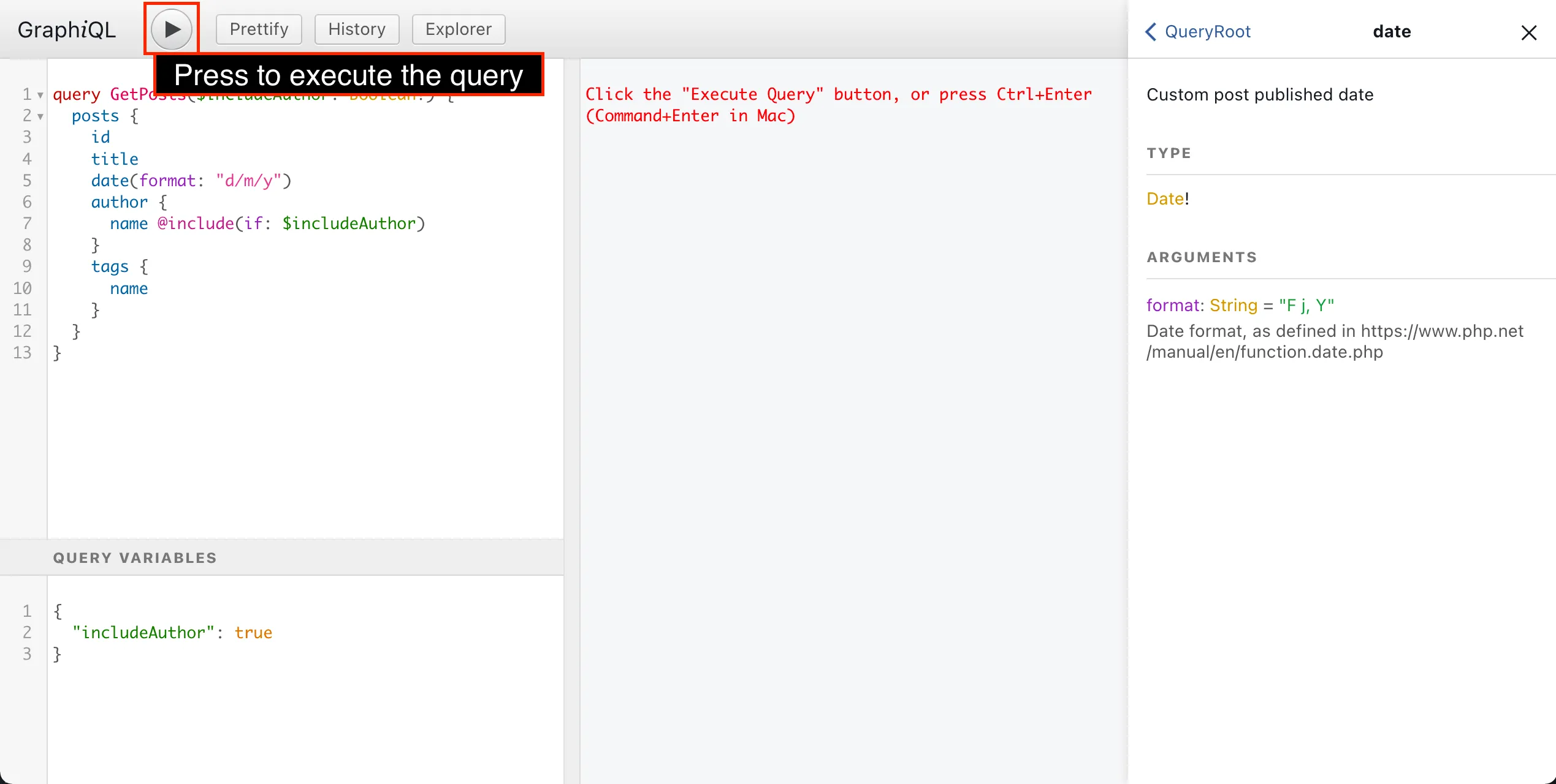การรัน GraphQL query การรัน GraphQL query