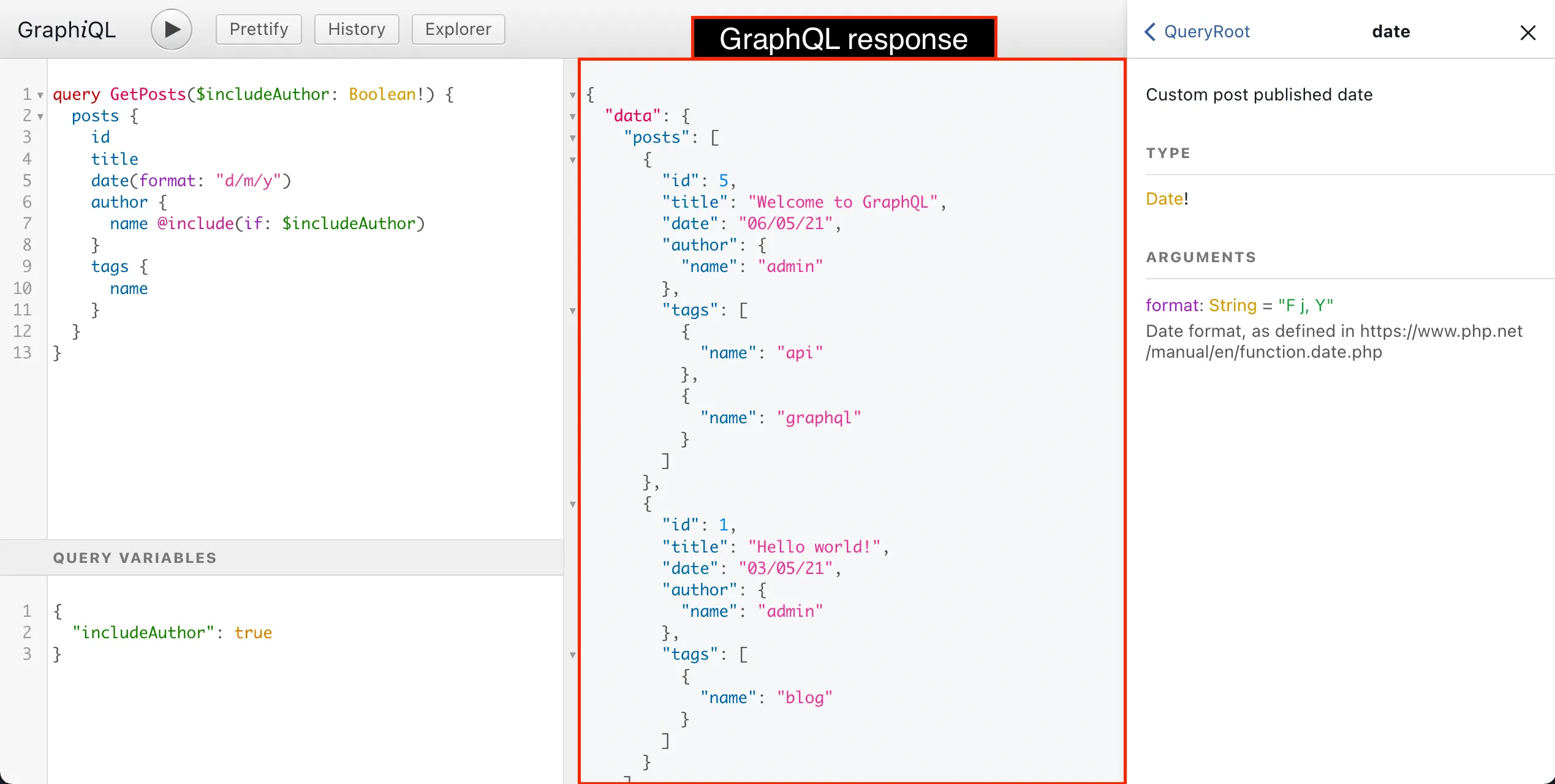 ผลลัพธ์ของ GraphQL query ผลลัพธ์ของ GraphQL query