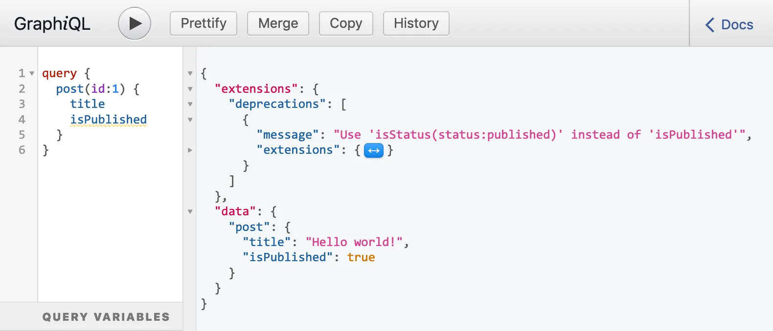 ข้อมูล Deprecation ในการตอบสนอง queries ข้อมูล Deprecation ในการตอบสนอง queries