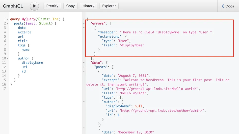 Schema ส่วนตัว: ฟิลด์ไม่มีอยู่ใน schema Schema ส่วนตัว: ฟิลด์ไม่มีอยู่ใน schema