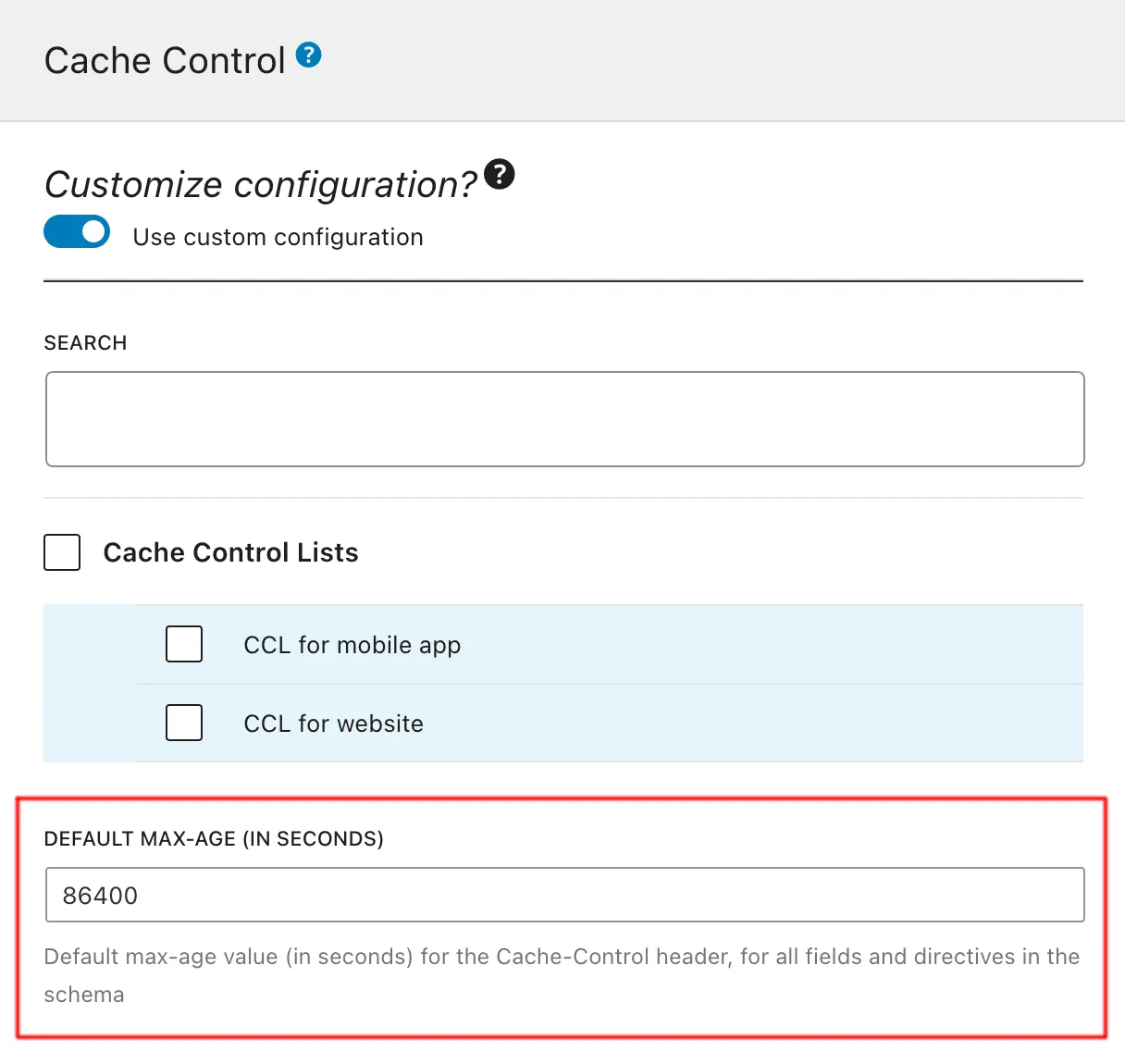 ค่า max-age เริ่มต้นใน Schema Configuration ค่า max-age เริ่มต้นใน Schema Configuration