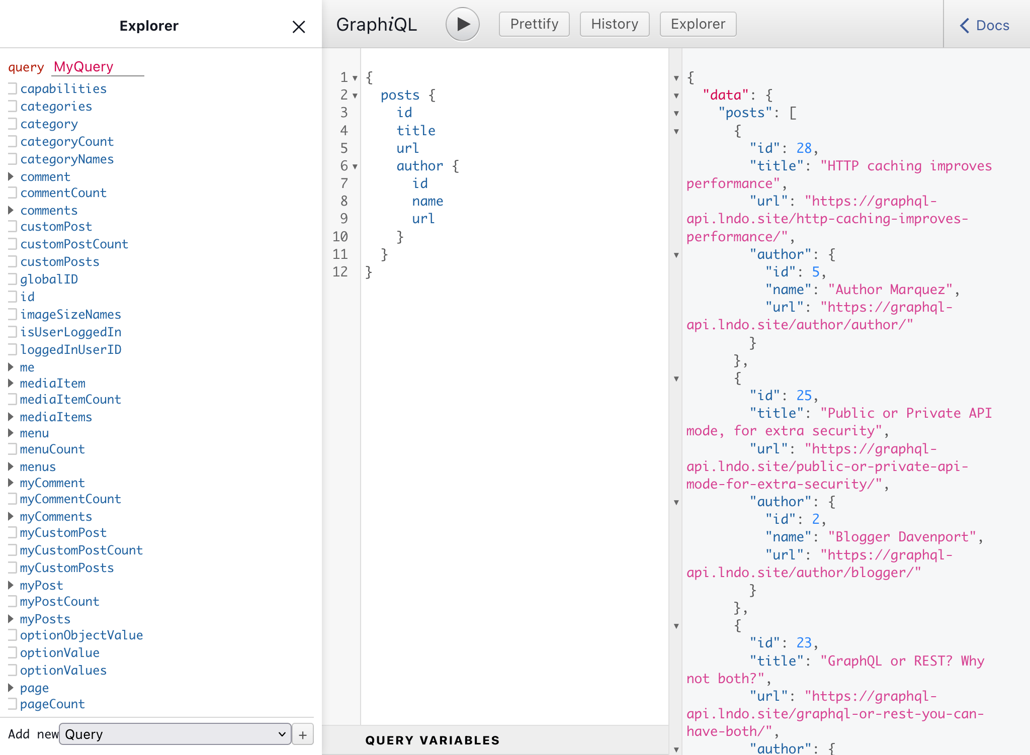 GraphiQL client ของ custom endpoint GraphiQL client ของ custom endpoint