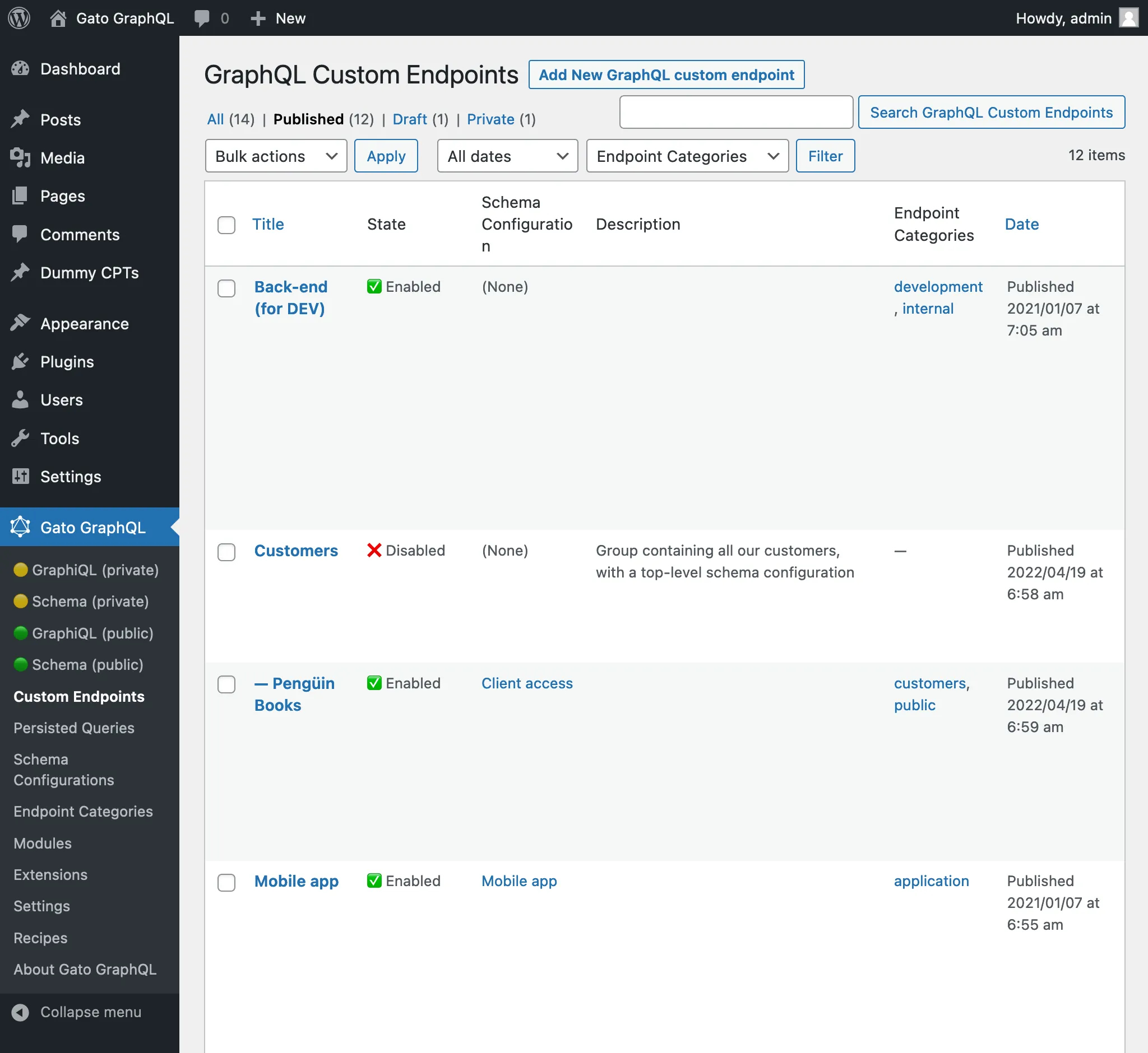Custom Endpoints ในหน้าแอดมิน