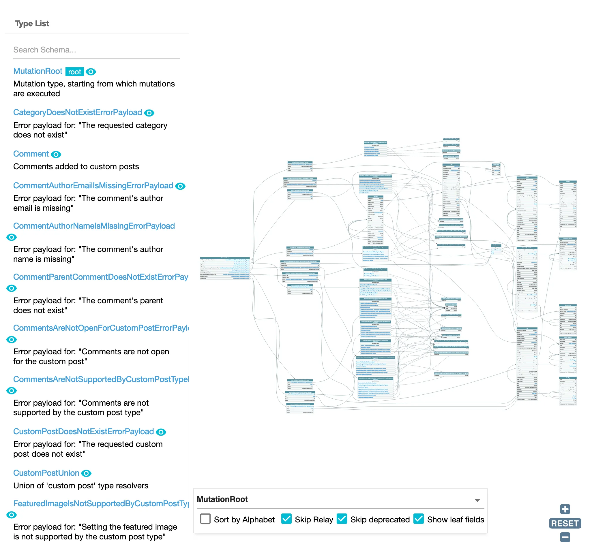GraphQL schema ที่ใช้ประเภท payload object สำหรับ mutations GraphQL schema with payload object types for mutations