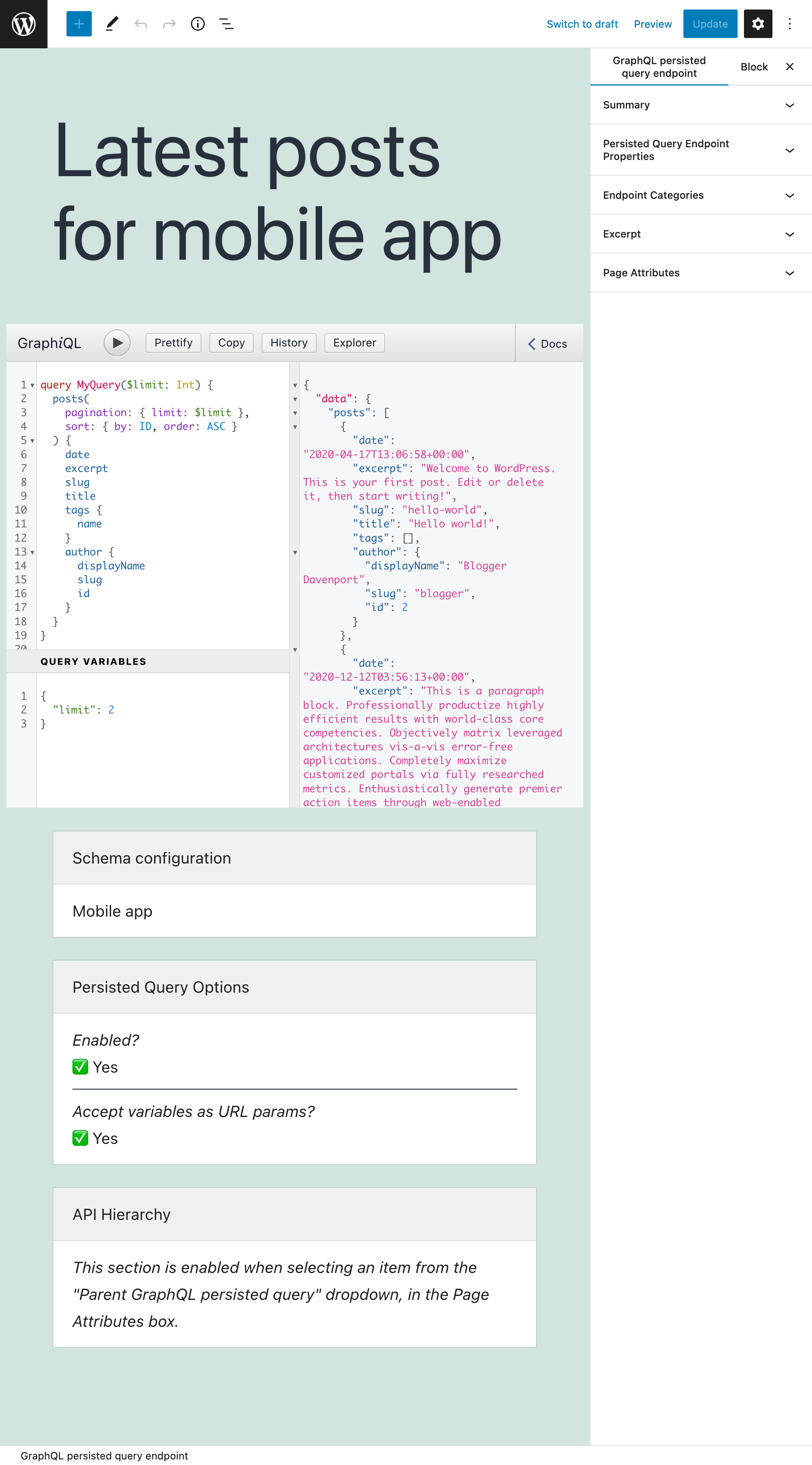Persisted query ในตัวแก้ไข