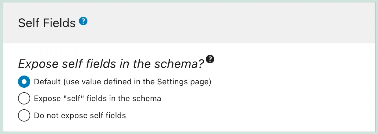 Adding self fields to the schema, set in the Schema configuration Adding self fields to the schema, set in the Schema configuration
