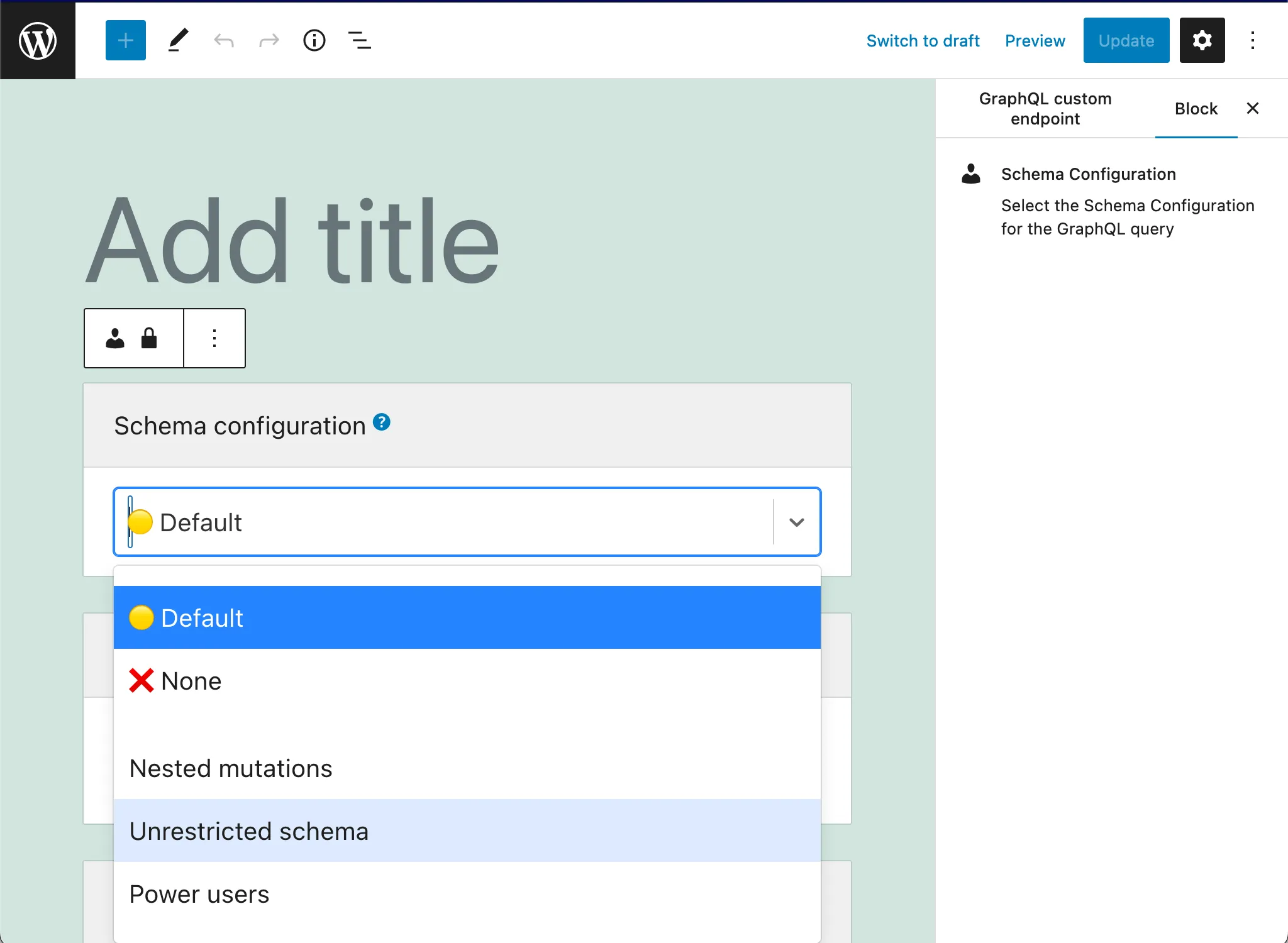 การเลือก Schema Configuration ใน Custom Endpoint