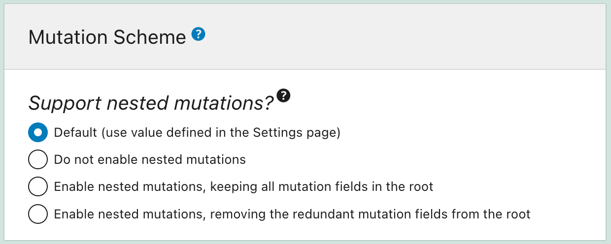 Mutation scheme ใน schema configuration Mutation scheme ใน schema configuration