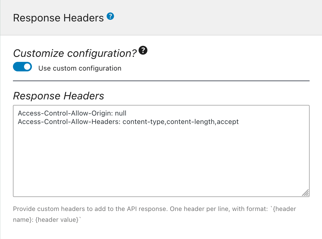 การระบุ Response Headers ใน Schema Configuration
