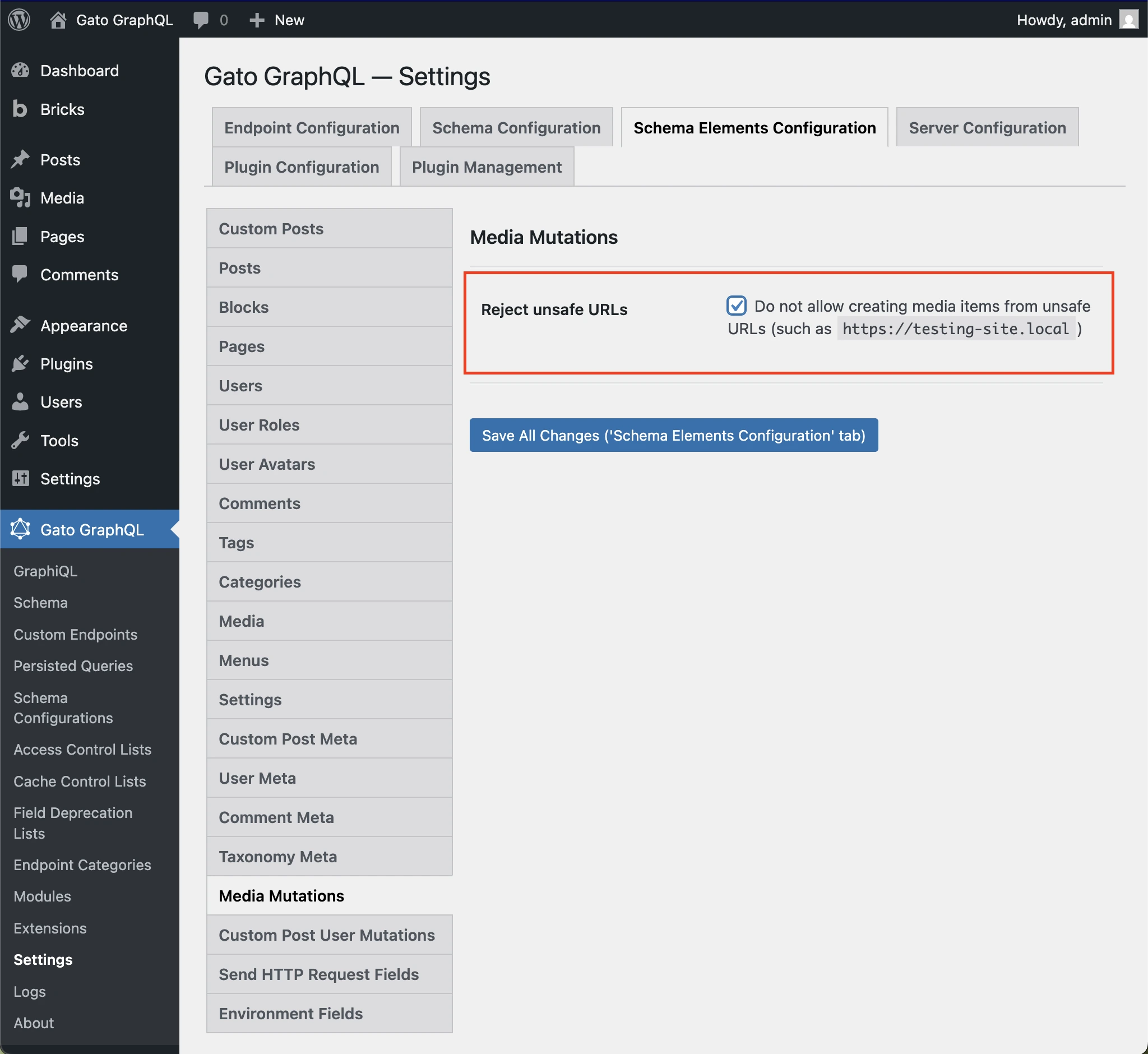 การอนุญาต URL ที่ไม่ปลอดภัยใน Settings