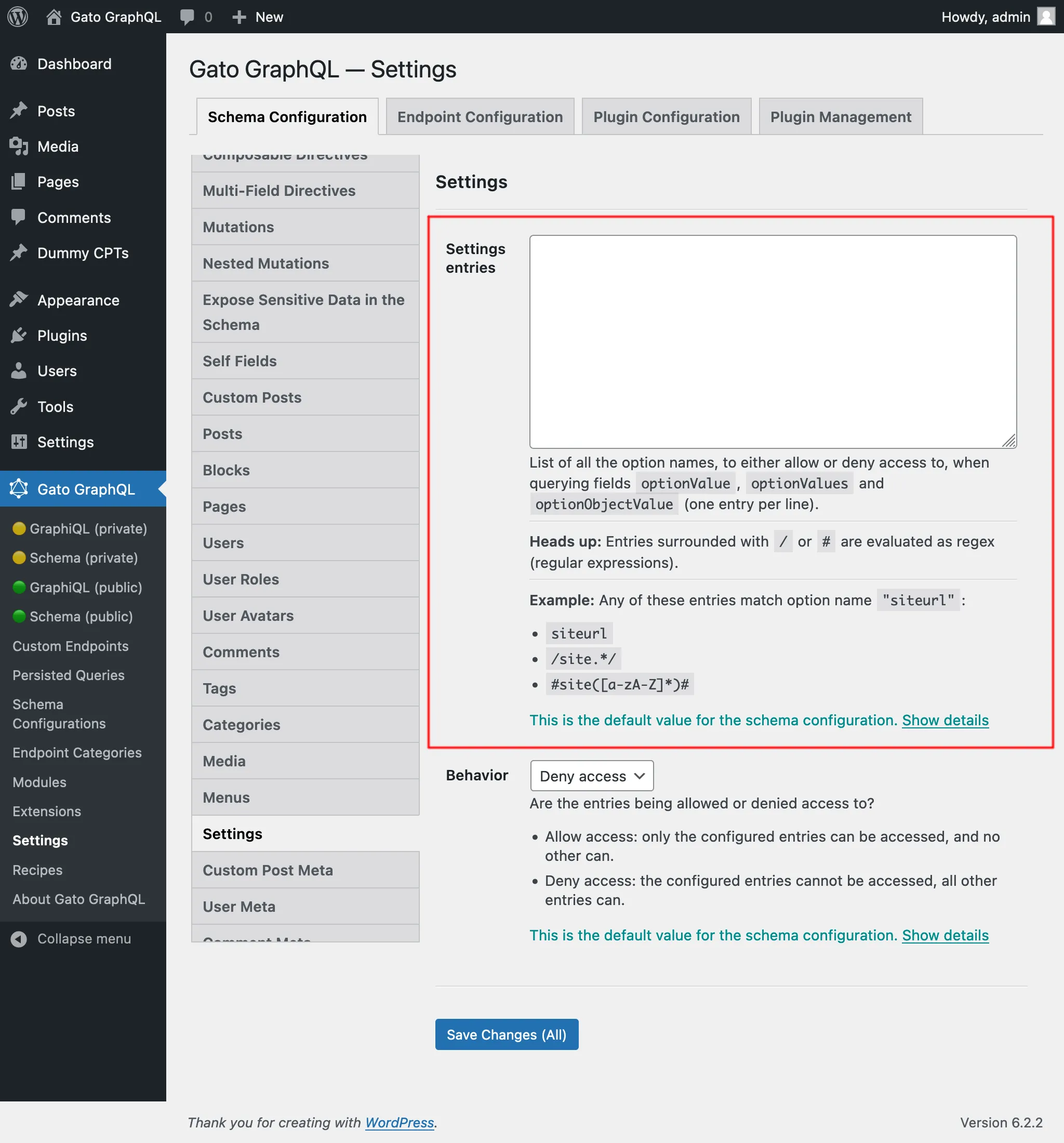 การเพิ่ม options เข้า allowlist ในหน้า Settings