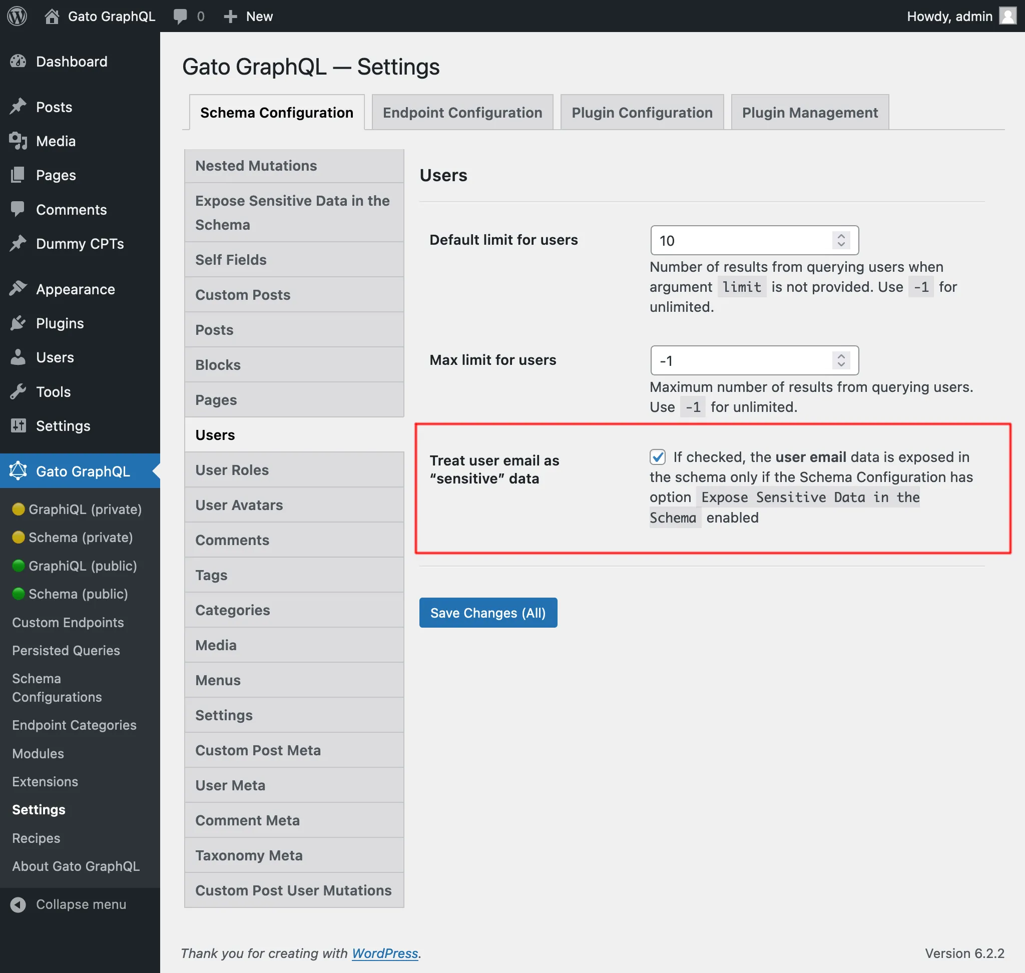 การตั้งค่าเพื่อจัดการ user email เป็นข้อมูล “sensitive”