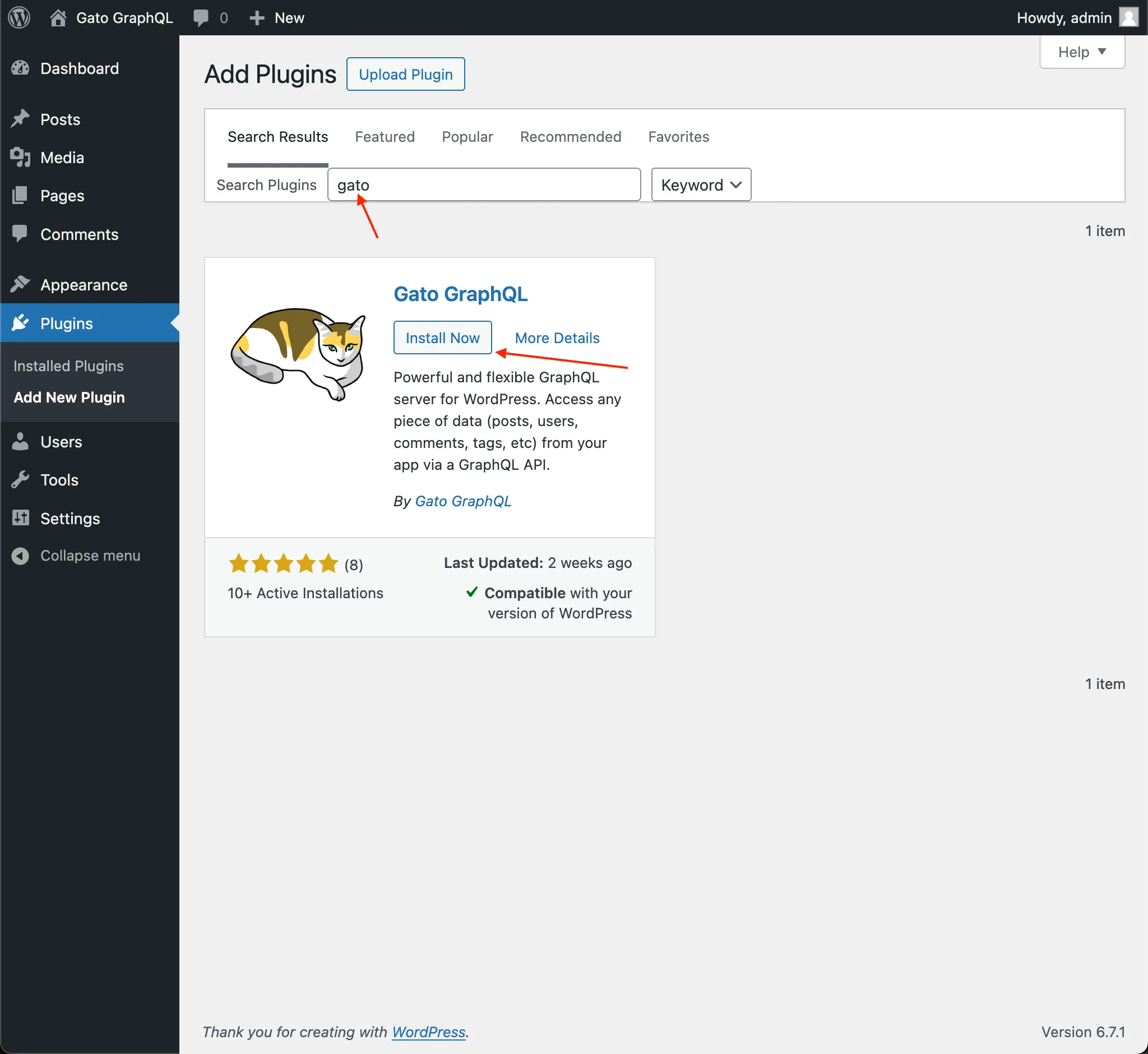 ติดตั้ง Gato GraphQL ใน WordPress