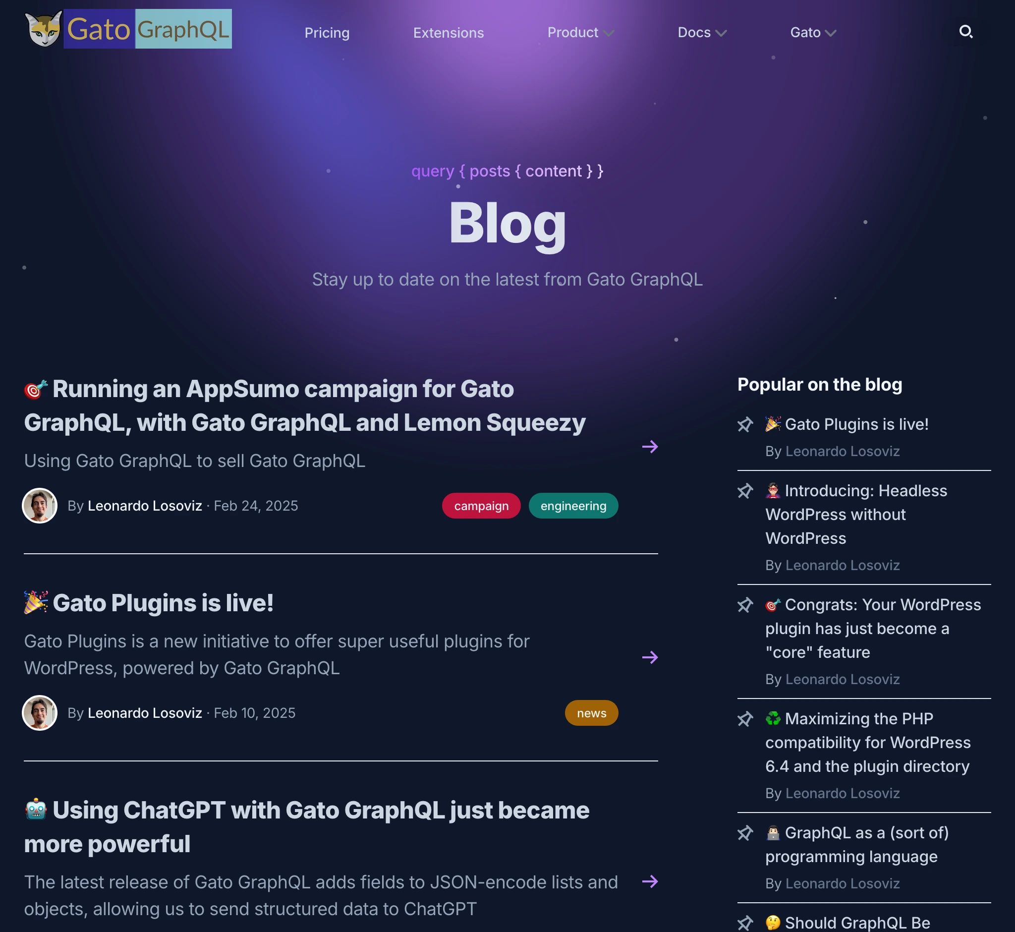 ส่วนบล็อกบน gatographql.com