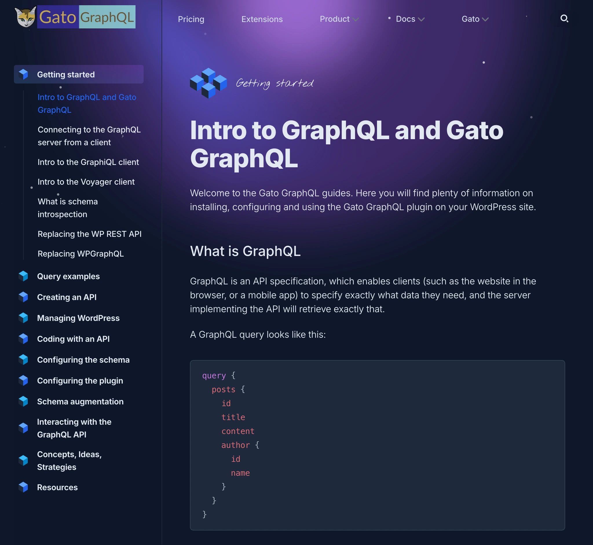 ส่วน Docs บน gatographql.com