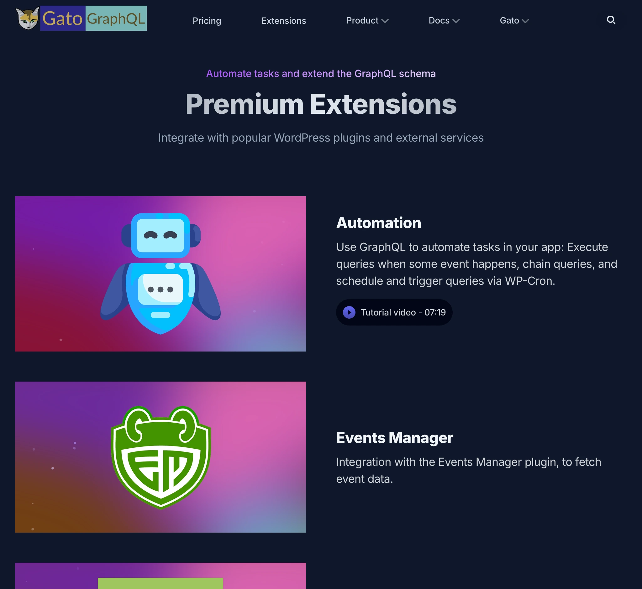 ส่วน Extensions บน gatographql.com