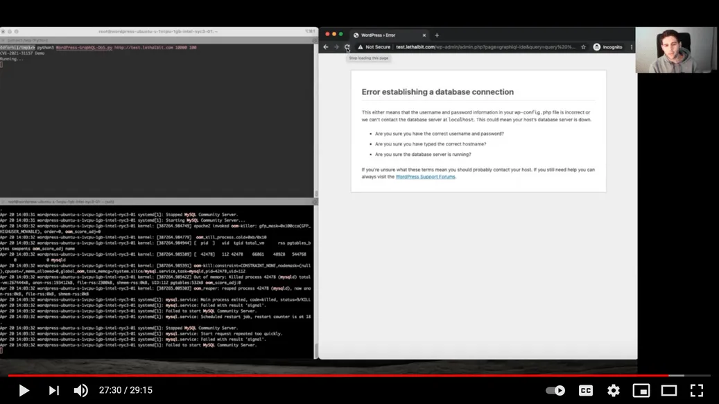 การโจมตี GraphQL endpoint เพื่อทำให้เว็บไซต์ WordPress ล่ม ภาพหน้าจอจาก talk ของ Dolev Farhi การโจมตี GraphQL endpoint เพื่อทำให้เว็บไซต์ WordPress ล่ม ภาพหน้าจอจาก talk ของ Dolev Farhi