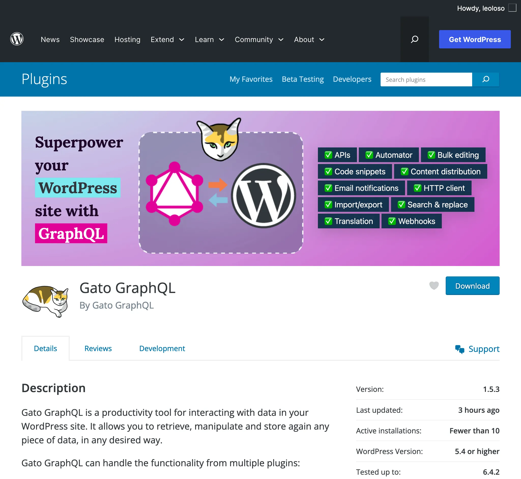 Gato GraphQL āļāļ WordPress plugin directory