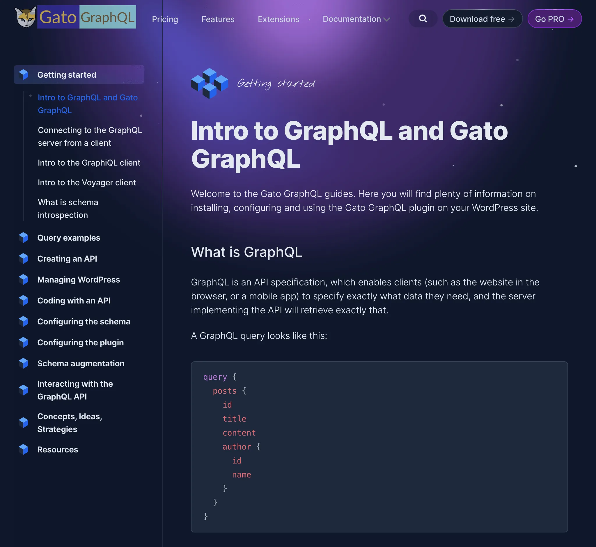 เอกสารในเว็บไซต์ใหม่ของ Gato GraphQL