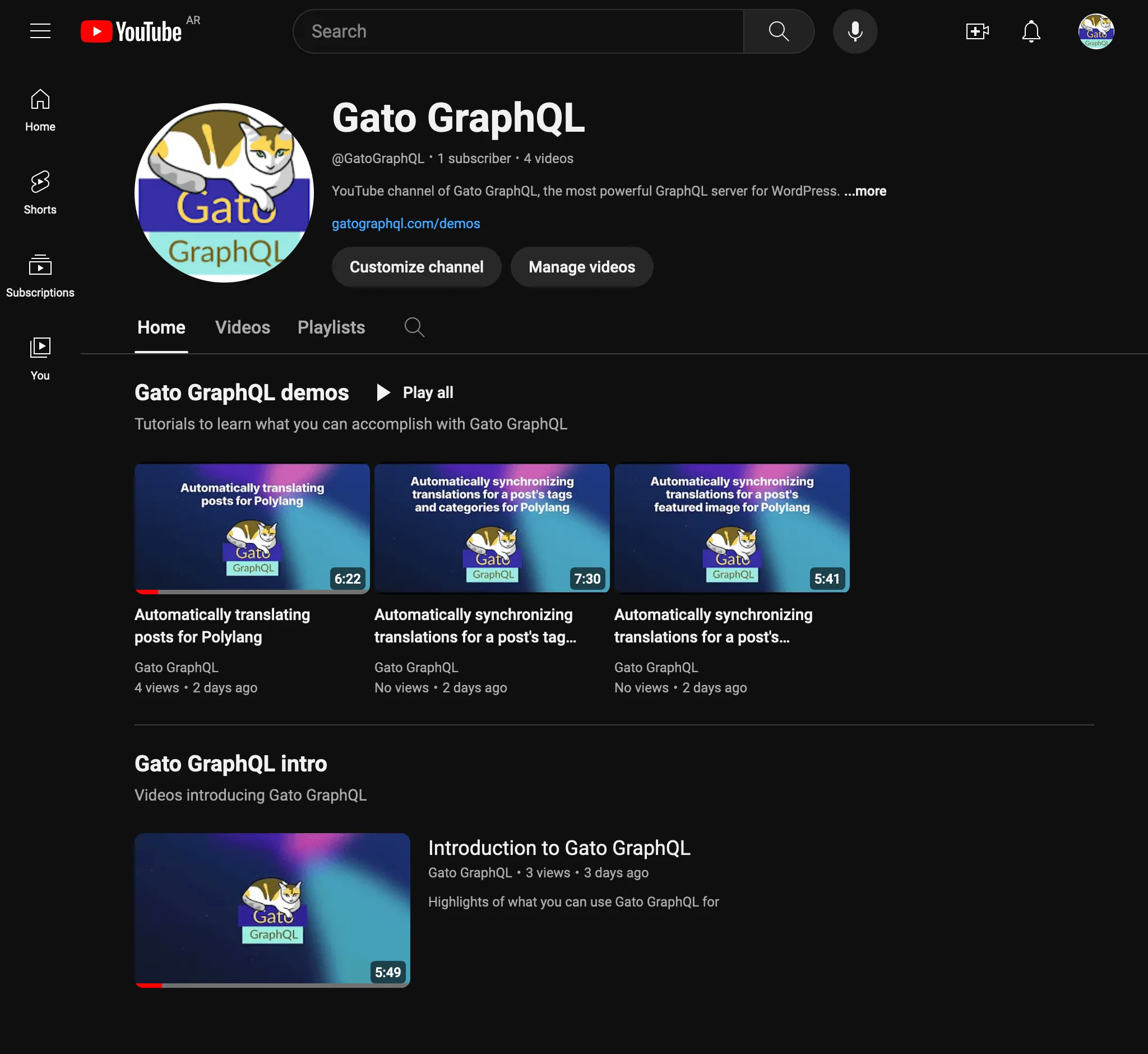 ช่อง YouTube Gato GraphQL