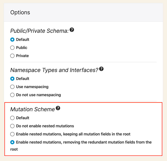 Mutation scheme ใน Schema configuration