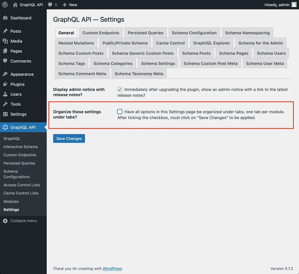 Checkbox to enable/disable tabs in Settings Checkbox to enable/disable tabs in Settings